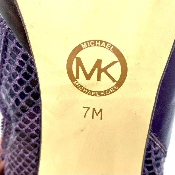 Michael by Michael Korrs | Purple Snakeskin Heeled Ankle Booties - Picture 11 of 13